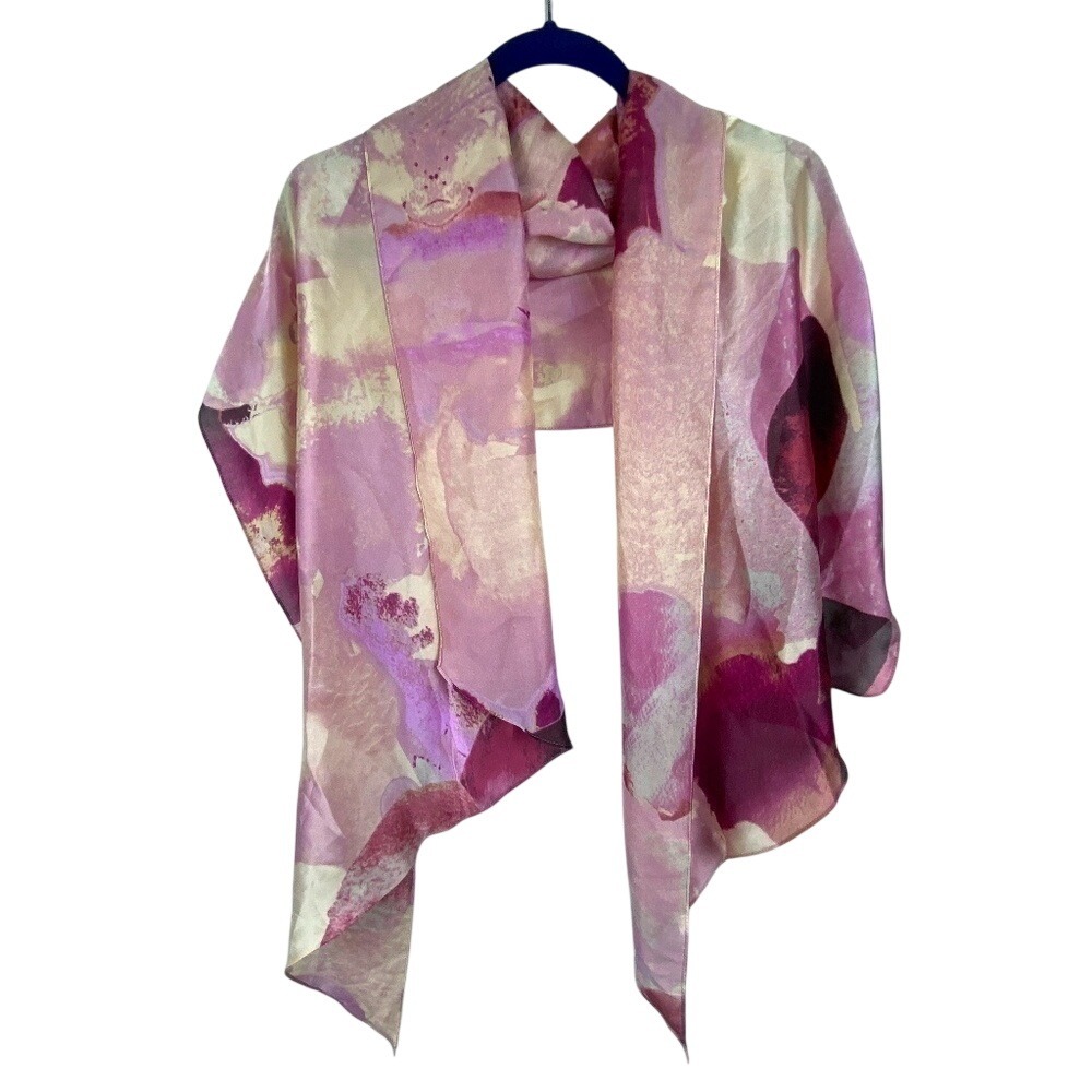 Vince Camuto Polyester Scarf 58" X 18" Rectangular Pink Burgundy Floral Silky